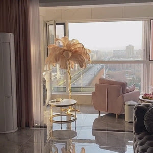 Lucas Palm Tree Lamp: Osctich Feather Tree Shaped Standing Lamp